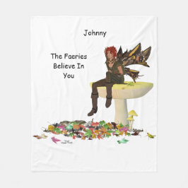 Irish Boy Fairy on Mushroom Fleece Blanket