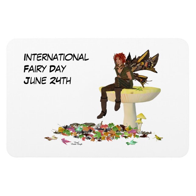 Irish Boy Fairy on Mushroom Flexible Photo Magnet (Horisontell)