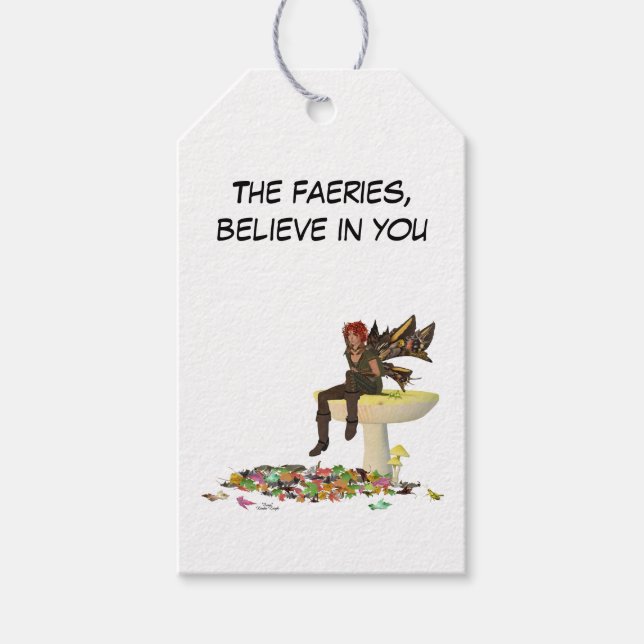 Irish Boy Fairy on Mushroom Gift Märkre Presentetikett (Framsidan)