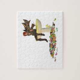 Irish Boy Fairy on Mushroom Jigszle Puzzle Pussel