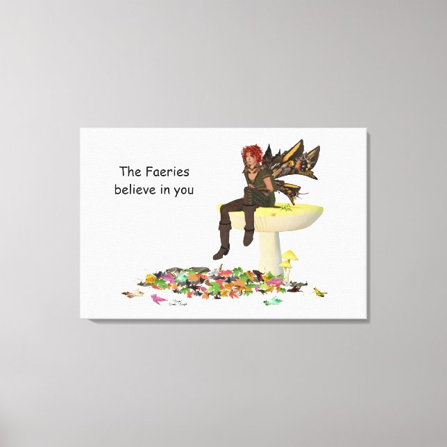 Irish Boy Fairy on Mushroom Kanvastryck (Framsida)
