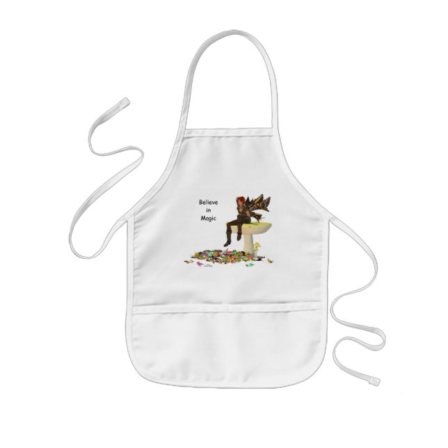 Irish Boy Fairy on Mushroom Kids Pocket Apron Barnförkläde (Framsidan)