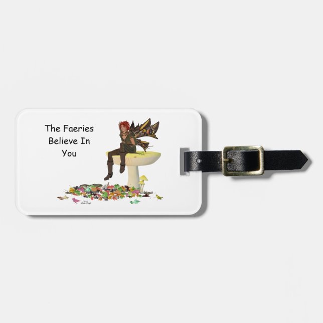 Irish Boy Fairy on Mushroom Luggage Tag Bagagebricka (Horisontell Framsida)