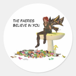 Irish Boy Fairy on Mushroom Stickers Runt Klistermärke