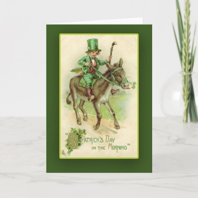 Irish Boy på Donkey St. Patrick's Day Cards Kort (Framsida)