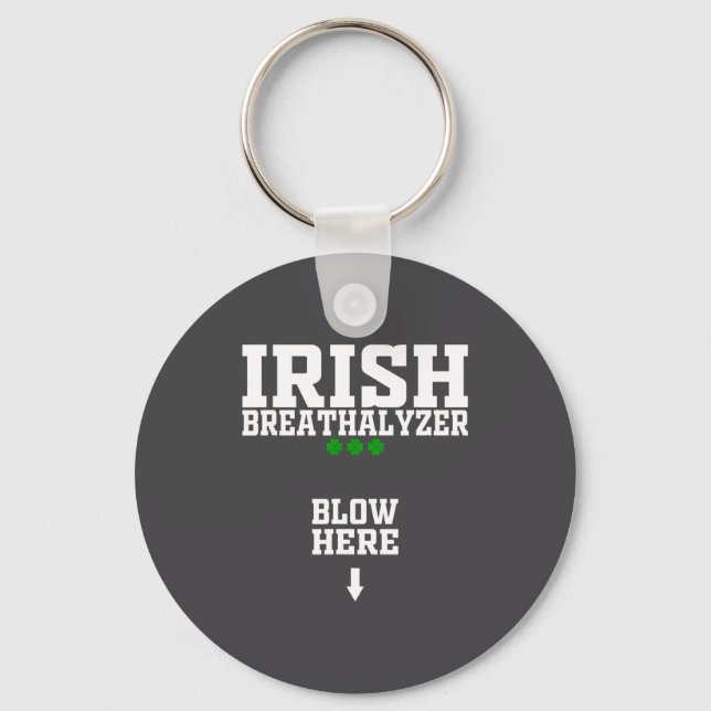 Irish Breathalyzer Blow Here Funny St Patricks Day Nyckelring (Framsida)