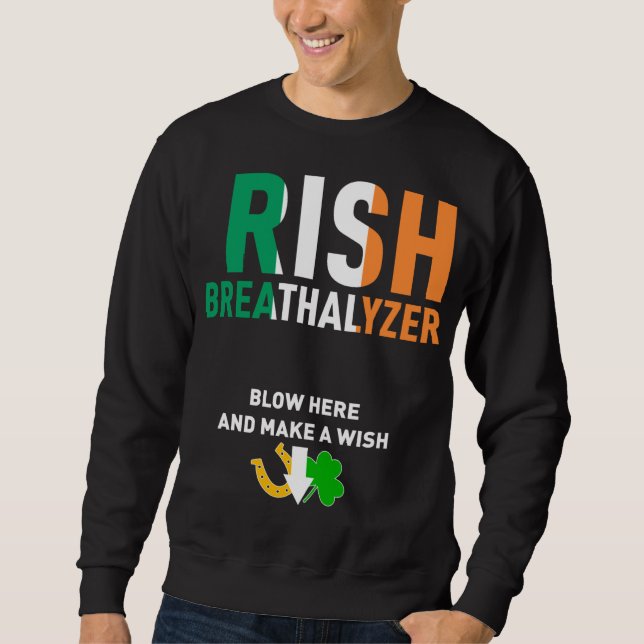 Irish Breathalyzer Blow here St. Patrick's Day Dri Lång Ärmad Tröja (Framsida)