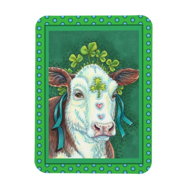 IRISH BRED ST. PATRICK'S DAY HEIFER, SHAMROCK COW MAGNET (Vertikal)