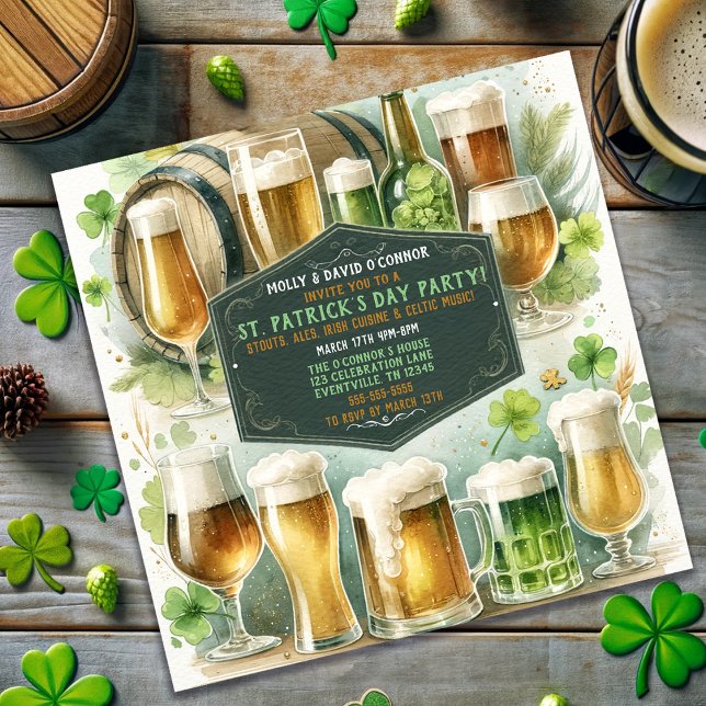 Irish Brews & Cheers St. Patrick's Day Party Inbjudningar (Irish Brews & Cheers St. Patrick’s Day Party)