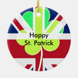 Irish British Flagga Shamrock Klöver St. Patrick U Julgransprydnad Keramik