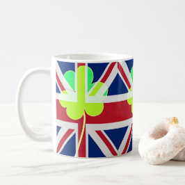 Irish British Flagga Shamrock Klöver St. Patrick U Kaffemugg