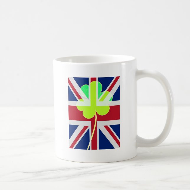 Irish British Flagga Shamrock Klöver St. Patrick U Kaffemugg (Höger)