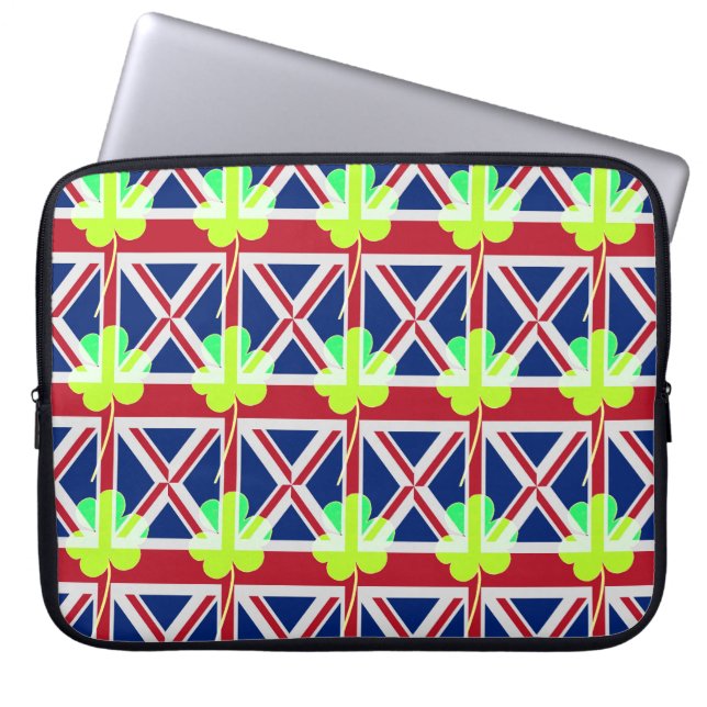 Irish British Flagga Shamrock Klöver St. Patrick U Laptop Sleeve (Framsidan)