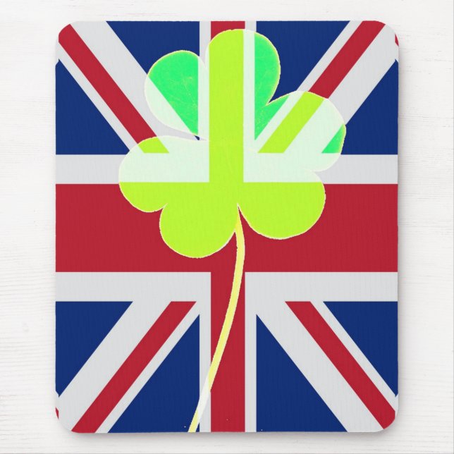 Irish British Flagga Shamrock Klöver St. Patrick U Musmatta (Framsidan)