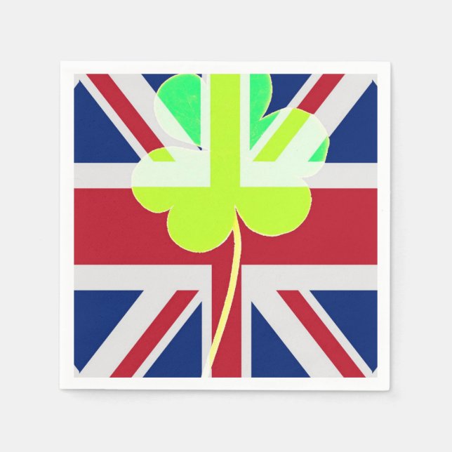 Irish British Flagga Shamrock Klöver St. Patrick U Pappersservett (Framsidan)