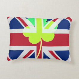 Irish British Flagga Shamrock Klöver St. Patrick U Prydnadskudde