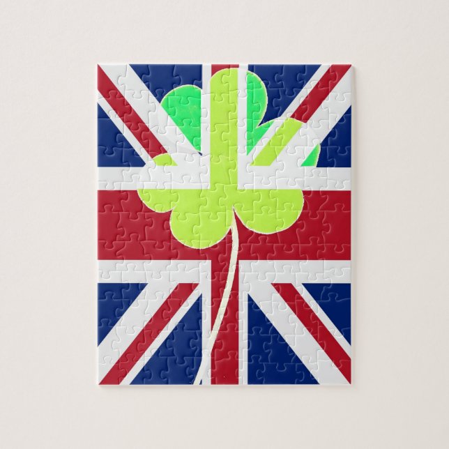 Irish British Flagga Shamrock Klöver St. Patrick U Pussel (Vertikal)