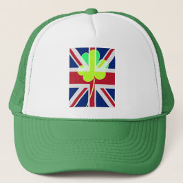 Irish British Flagga Shamrock Klöver St. Patrick U Truckerkeps