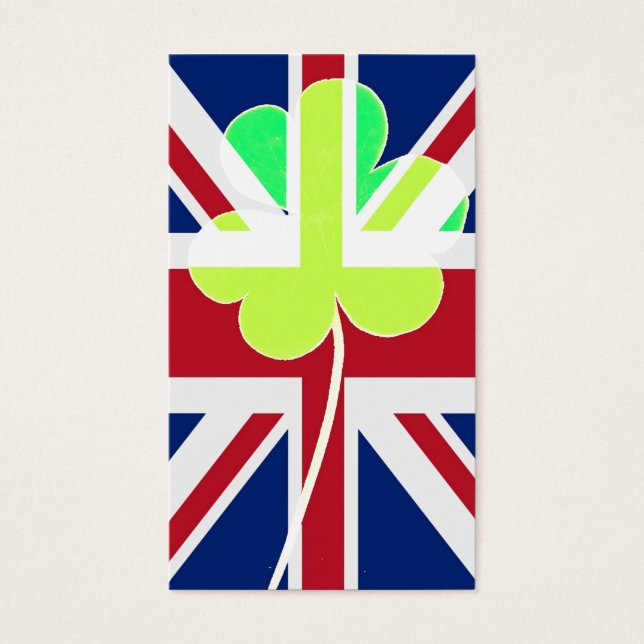 Irish British Flagga Shamrock Klöver St. Patrick U Visitkort (Framsidan)