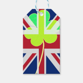 Irish British Flagga Shamrock Klöver St Patrick UK Presentetikett