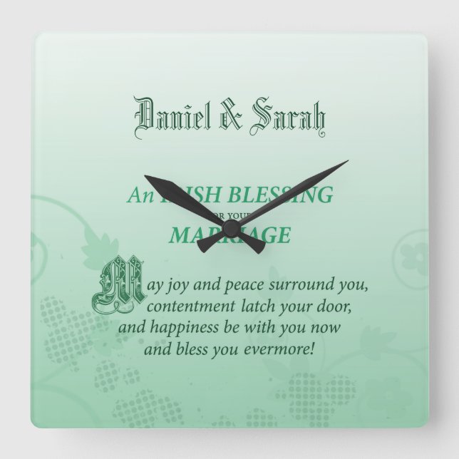 Irish Bröllop Grattiss Blating Fyrkantig Klocka (Framsida)