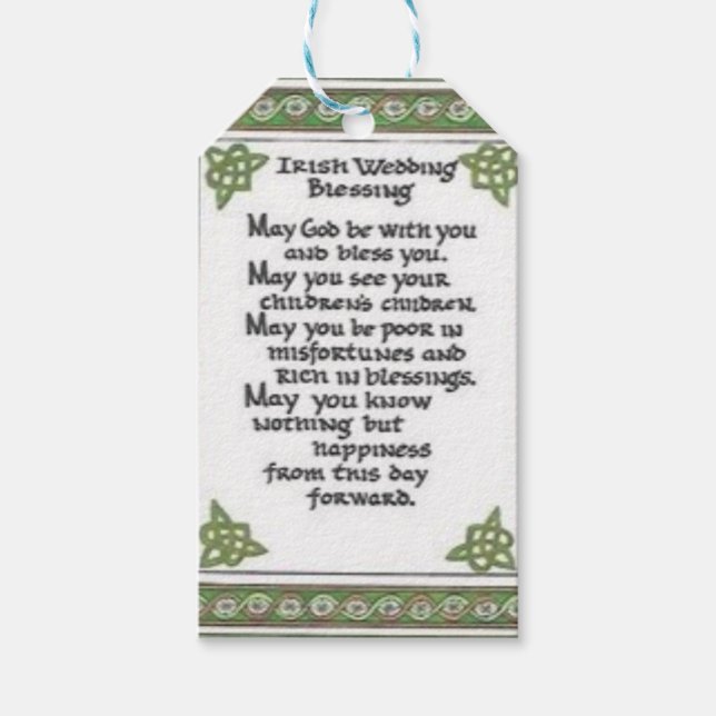 Irish bröllop-påse presentetikett (Framsidan)