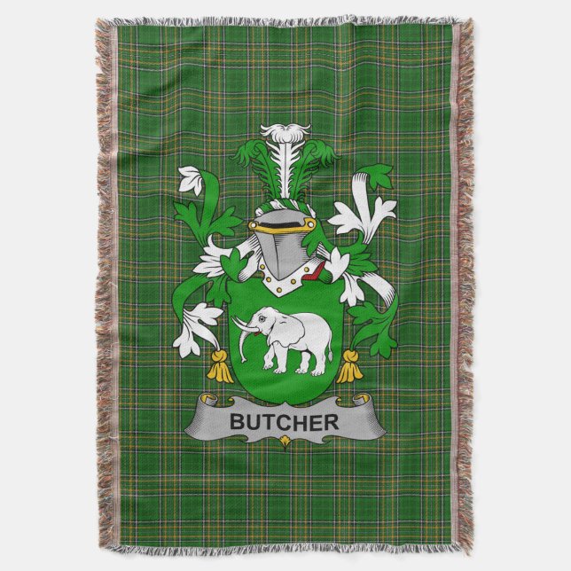 Irish Butcher Jackar Arm Family Crest Ireland Filt (Framsidan Vertikal)