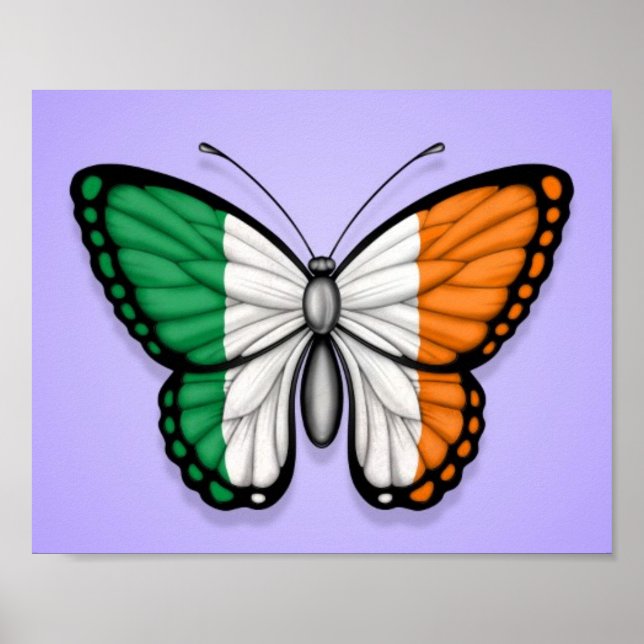 Irish Butterfly Flagga on Lila Poster (Framsidan)