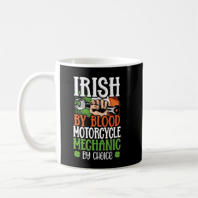 Irish by Blood Motorcle Mechanic by Choice Ireland Kaffemugg (Vänster)