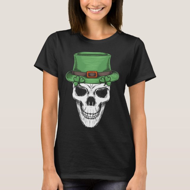 Irish C Sugar Skull Saint Patricks Day Dead T Shirt (Framsida)