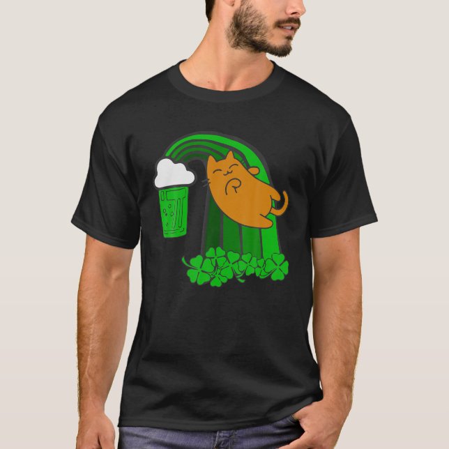 Irish Cat Drinking Beer Funny St. Patrick's Day Ho T Shirt (Framsida)