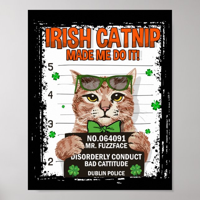 Irish Catnip St patrick's day Shamrock Cat Poster (Framsidan)
