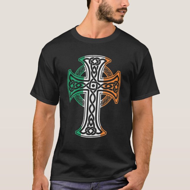 Irish Celtic Cross Christ Celtic Knot Ireland Flag T Shirt (Framsida)