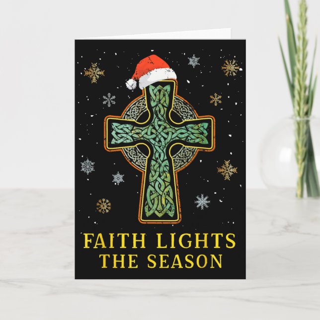 Irish Celtic Cross Knot Christian Faith Santa Hat  Kort (Framsida)