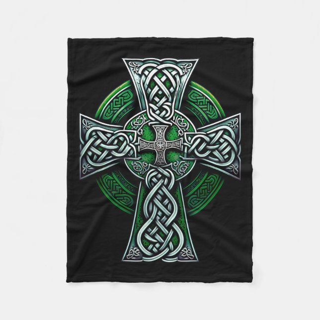 Irish Celtic Cross Knot Christian Holy Trinity Sco Fleecefilt (Framsidan)