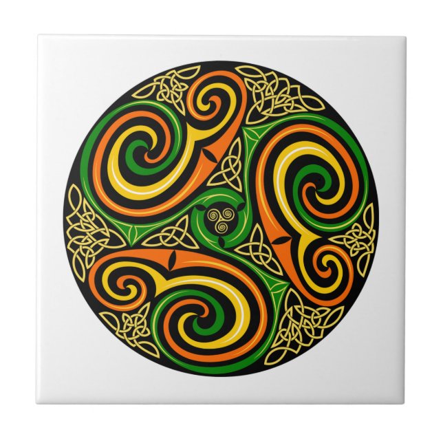 Irish Celtic Design Mandala,Ceramic Tile Kakelplatta (Framsidan)