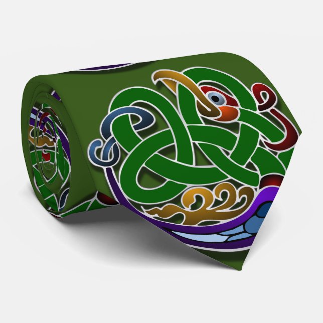 Irish Celtic Design on Grönt Tie Slips (Rullad)
