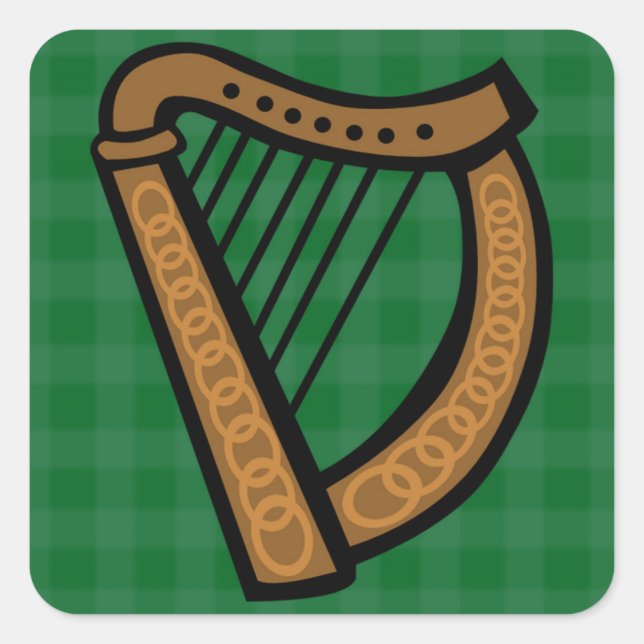 Irish Celtic Harp Fyrkantigt Klistermärke (Framsida)