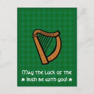 Irish Celtic Harp Saint patrick's day Vykort