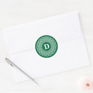 IRISH CELTIC Initial Monogram Classic Round Sticke Runt Klistermärke