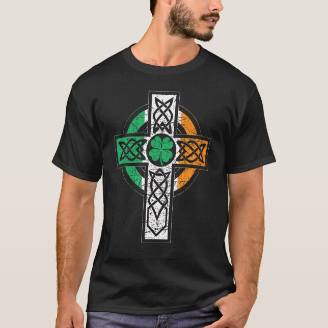 Irish Celtic Knot Christian Kor Ireland Flagga Sha T Shirt (Framsida)