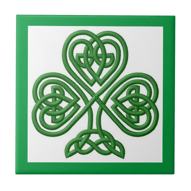 Irish Celtic Knot Design Shamrock Ceramic Tile Kakelplatta (Framsidan)