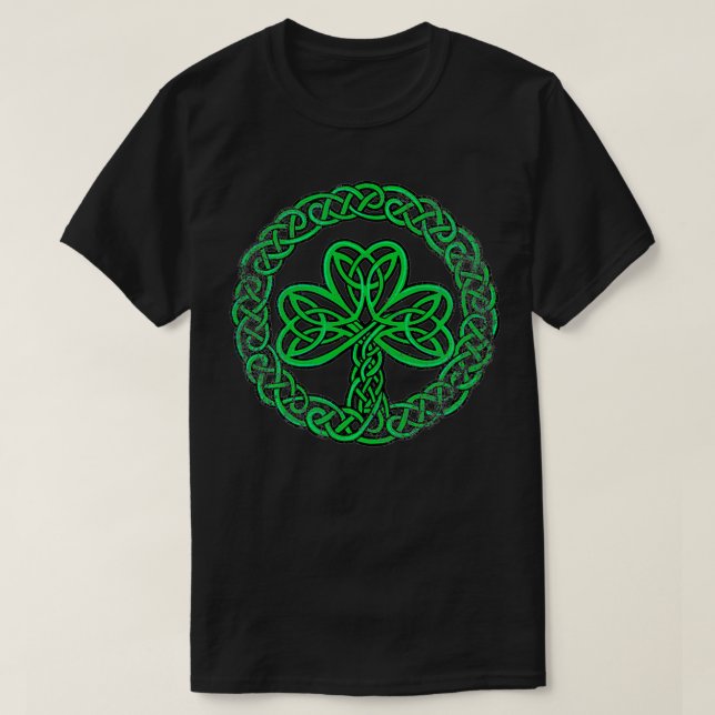 Irish Celtic Knot Shamrock Distress T Shirt (Design framsida)