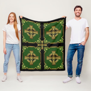 Irish Celtic kor/black/guld/grönt kor Celtic Fleecefilt