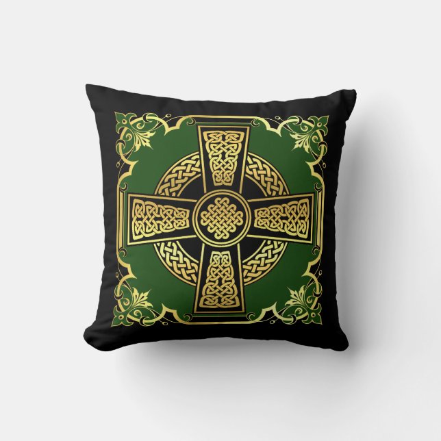 Irish Celtic kor/black/guld/grönt kor Celtic Kudde (Framsida)