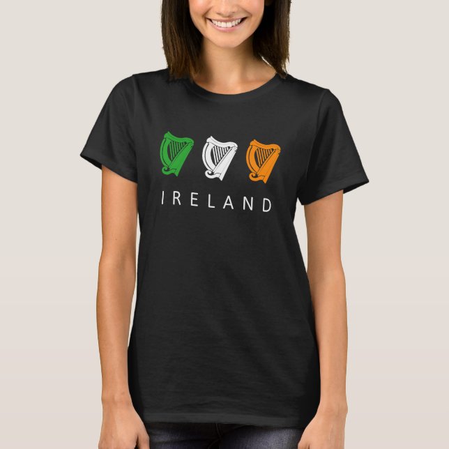 Irish Celtic Triple Harp Medieval Emblem of Irelan T Shirt (Framsida)