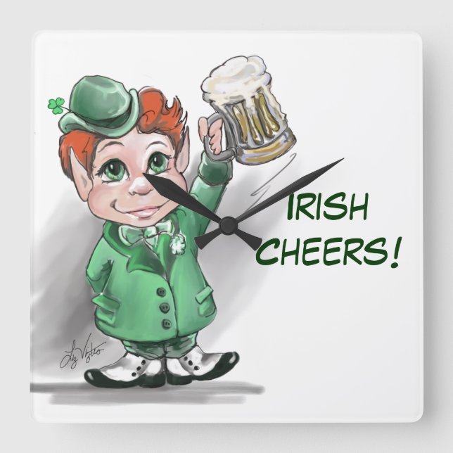 Irish Cheers! Kvadratiskt väggklocka (Framsida)