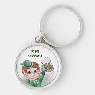Irish Cheers! Nyckelkedjan porträtt Rund Silverfärgad Nyckelring