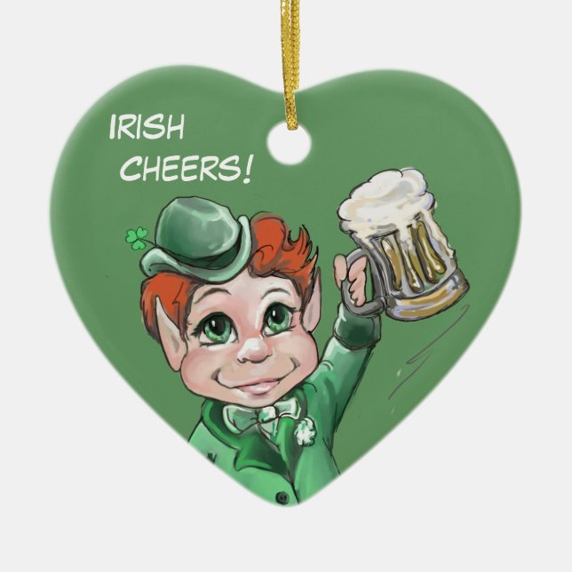 Irish Cheers! Porträtt Heart Ornament (Framsidan)
