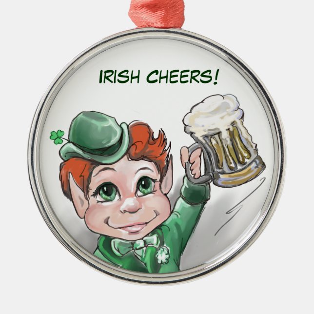 Irish Cheers! Porträtt Premium Round Ornament (Framsidan)